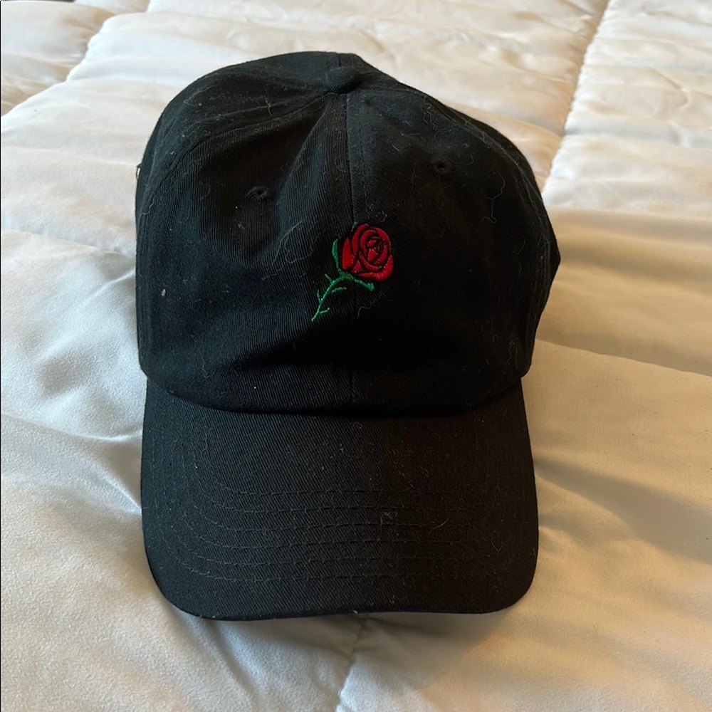 Empyre Black and Red Rose Strapback Hat